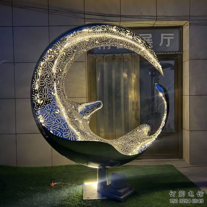 制造圓環(huán)雕塑專供，地標擺件，燈光圓環(huán)雕塑訂做
