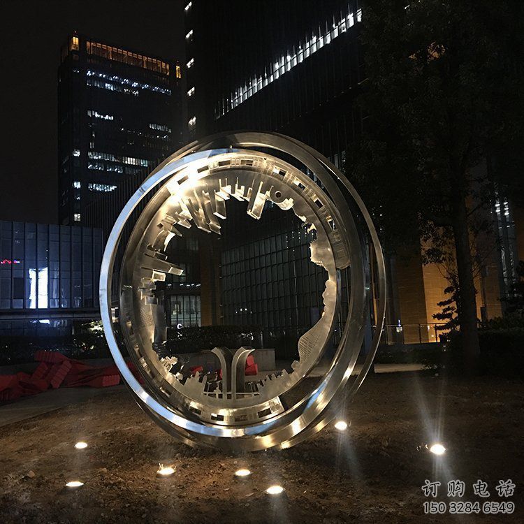 戶外圓環雕塑通用，多彩藝術，不銹鋼圓環雕塑供應