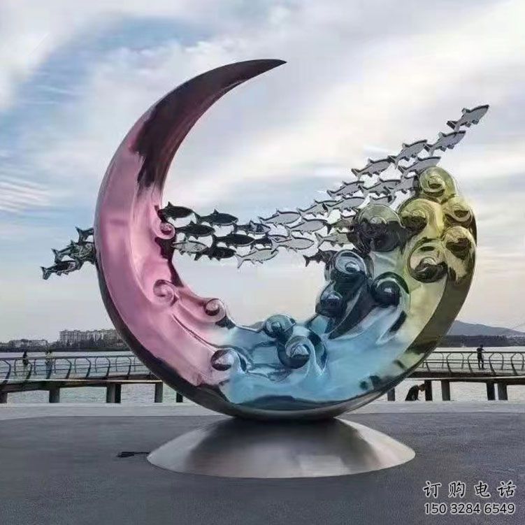 圓環雕塑制作，村標概念，烤漆圓環雕塑專供