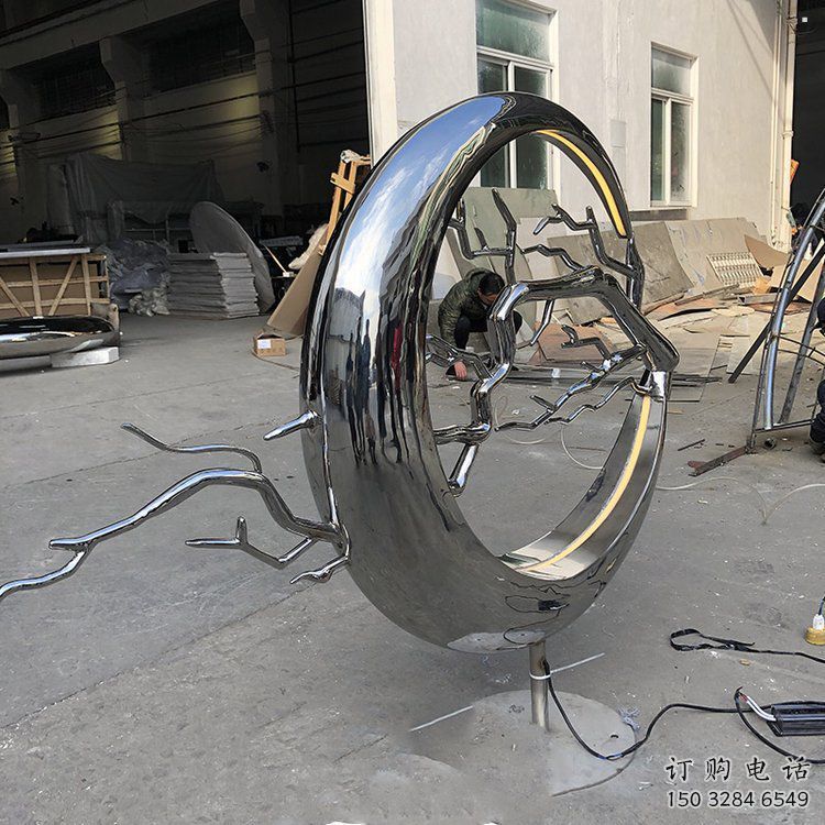 圓環(huán)樹(shù)雕塑供應(yīng)，花園小品，不銹鋼圓環(huán)樹(shù)雕塑展品