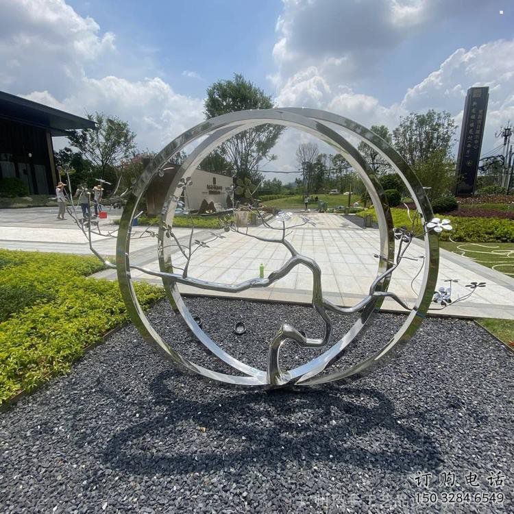 圓環樹雕塑選定，美陳雕塑，不銹鋼圓環樹雕塑定做