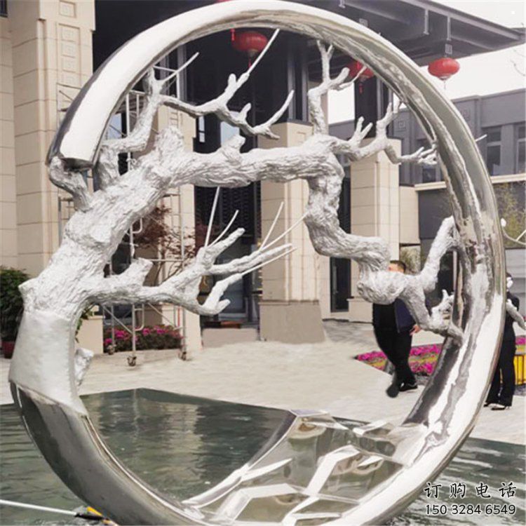 圓環(huán)樹雕塑制造商，露天雕塑，不銹鋼圓環(huán)樹雕塑訂做