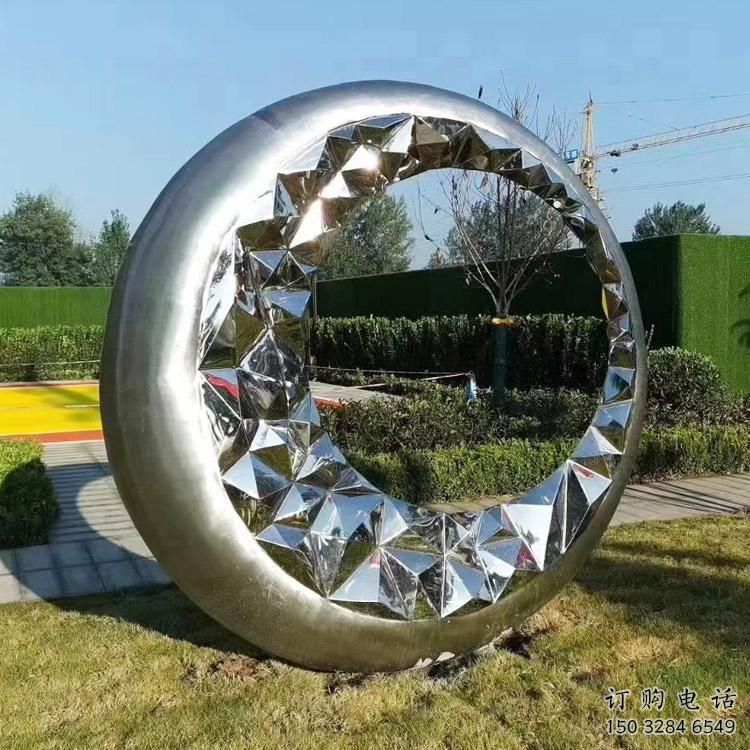 圓圈雕塑訂做，景區案例，不銹鋼圓圈雕塑定制
