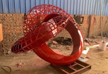 抽象雙環(huán)雕塑展品，小區(qū)雕塑，不銹鋼雙環(huán)雕塑制作精選