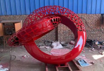 公共雙環雕塑訂做，城市裝飾，庭院不銹鋼雙環雕塑展品