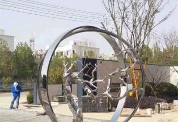 景墻圓環雕塑專供，美陳雕塑，社區烤漆圓環雕塑預定