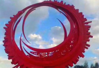 圓環雕塑定價，村標概念，烤漆圓環雕塑廠家選用