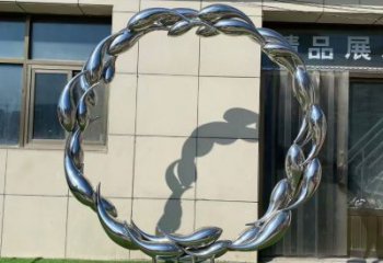 金魚雕塑訂做特供，室外軟裝，標志圓環金魚雕塑供應