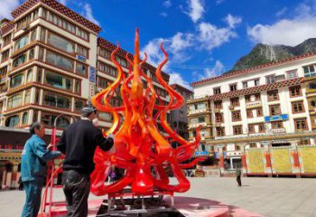 火苗雕塑廠家，美陳設(shè)計(jì)概念，不銹鋼火苗雕塑制造商