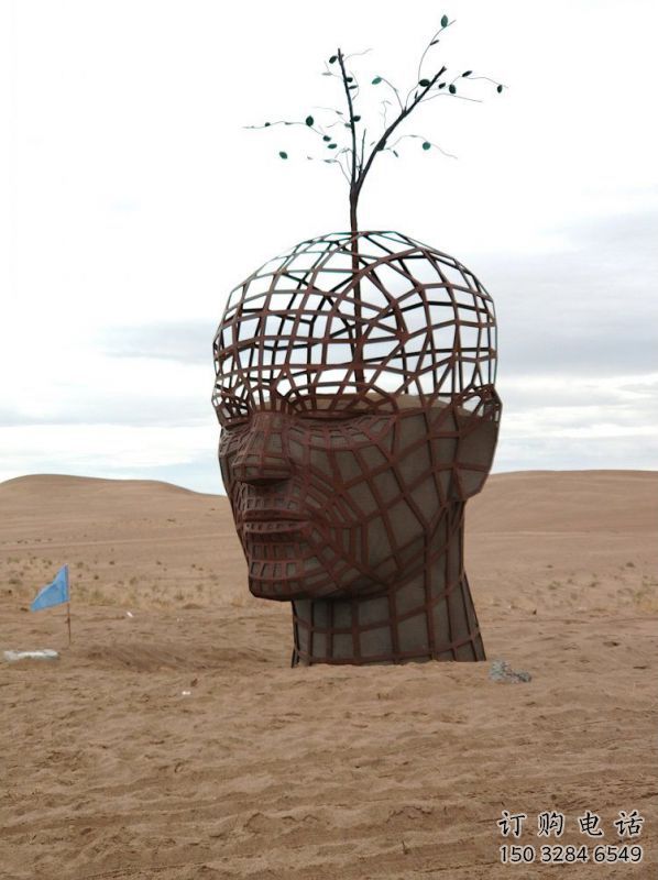 鐵藝人頭像雕塑常用，鋼管組合，鏤空抽象人頭像雕塑定價