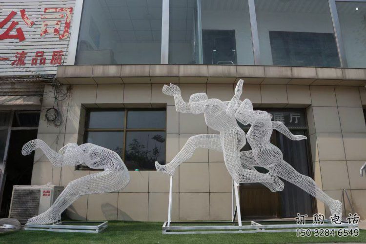 鏤空體育雕塑常用，公園小品，鐵藝運動人物雕塑生產商