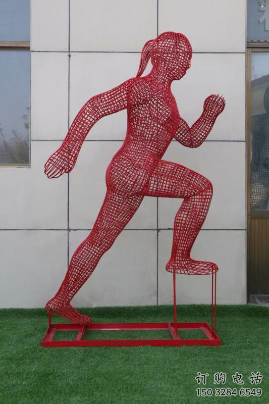 鏤空運動員雕塑選用，美陳雕塑，鐵藝烤漆體育人物雕塑