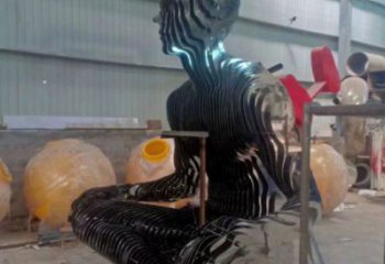 抽象鏤空人物雕塑定制，中式工藝，鐵藝片狀人物雕塑優價