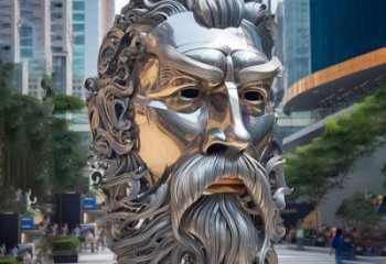 白鋼西方人雕塑制造商，城市雕塑，鏡面人頭像雕塑觀賞型