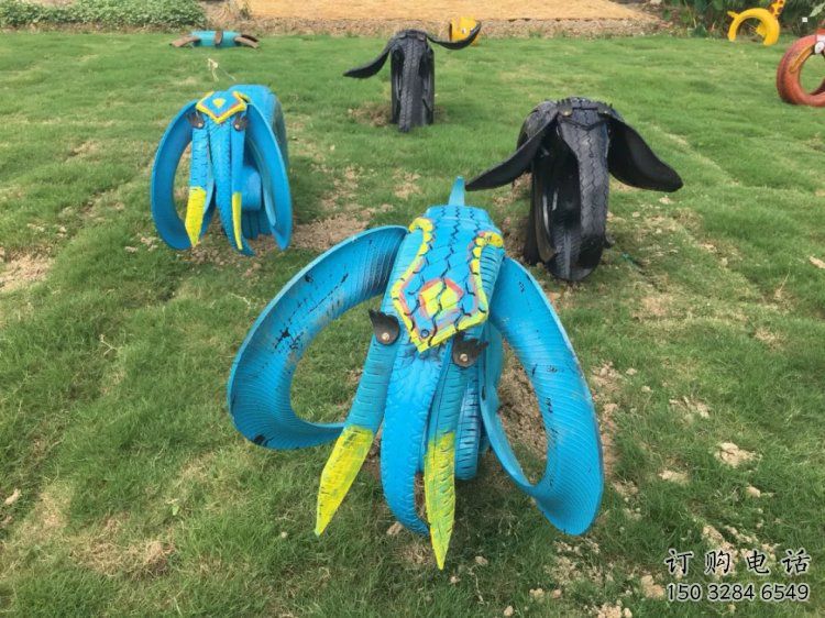 輪胎大象雕塑服務商，美陳雕塑，輪胎動物雕塑訂做