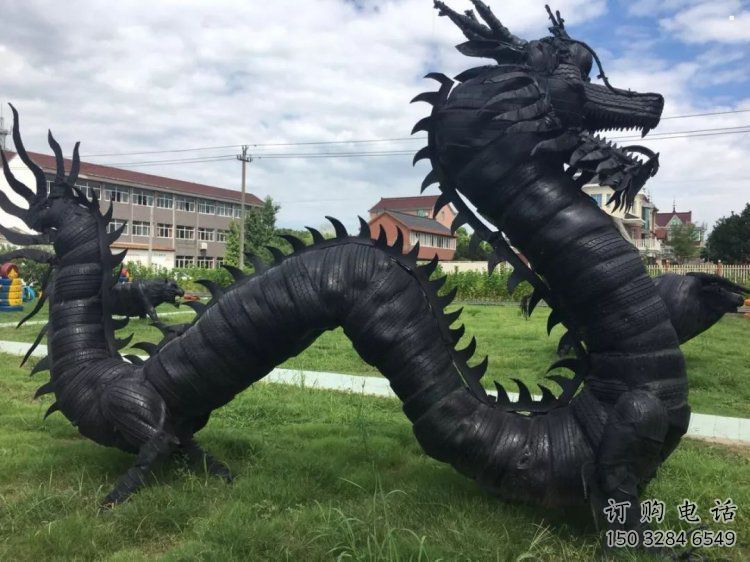 輪胎龍雕塑優選，陸地擺件，園林輪胎龍雕塑供應