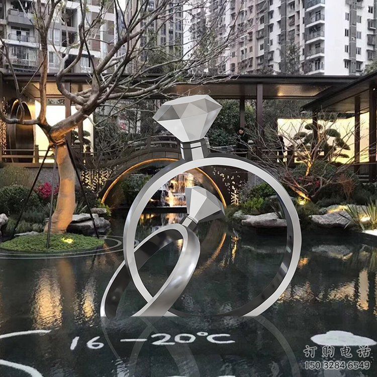 制造鉆戒雕塑定價，地標(biāo)擺件，烤漆鉆戒雕塑精選