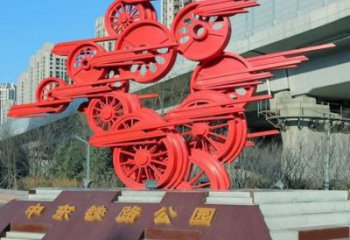 主題車輪雕塑供給，中式工藝，景觀車輪雕塑精品