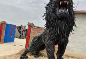 輪胎獅子雕塑指用，景觀雕塑，園林輪胎動(dòng)物雕塑點(diǎn)擊