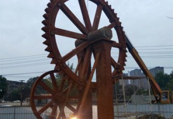 大型水車(chē)雕塑
