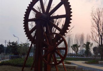 鏤空水車(chē)雕塑