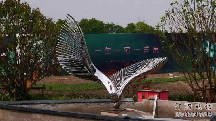 鳥翅雕塑通用，街景小品，不銹鋼鳥翅雕塑制造