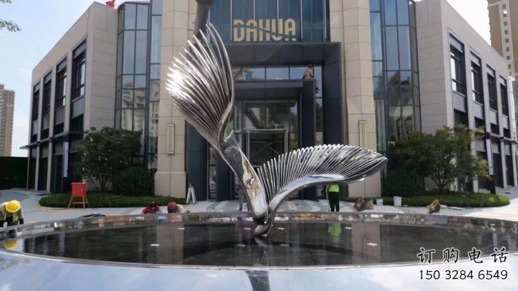 鳥翅雕塑制作，園林裝飾，建筑不銹鋼鳥翅雕塑批發