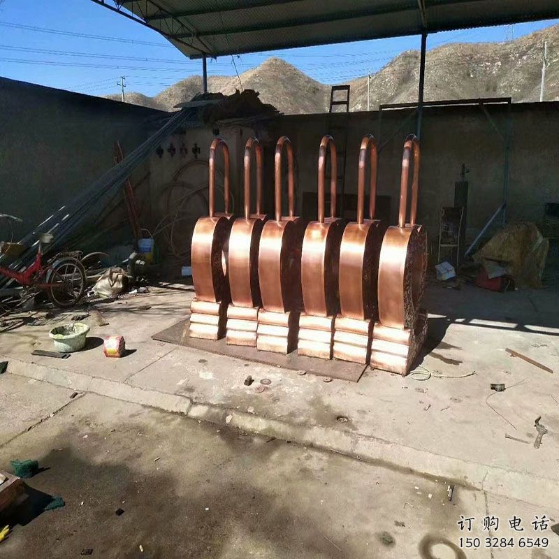 標志銅鎖子雕塑預定，小區擺件，銅鎖子雕塑主題精品