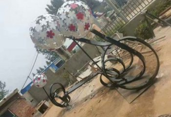 蚌埠大型蒲公英坐凳雕塑，現(xiàn)代元素設(shè)計(jì)，不銹鋼坐凳雕塑