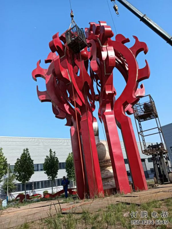 甘南火球雕塑，精神堡壘火球雕塑落地展示