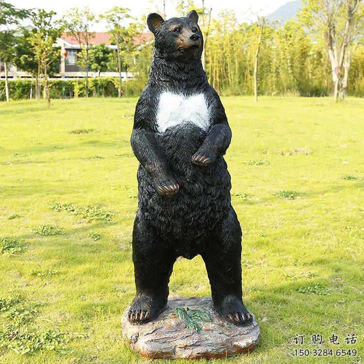 小河街道黑熊雕塑，仿真動(dòng)物雕塑，古銅效果