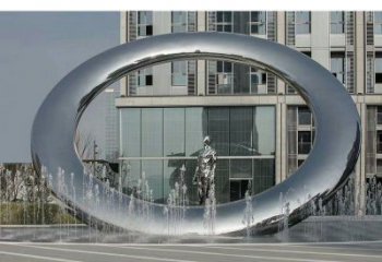 云浮小區(qū)圓環(huán)雕塑，水簾噴泉雕塑，水景藝術(shù)效果