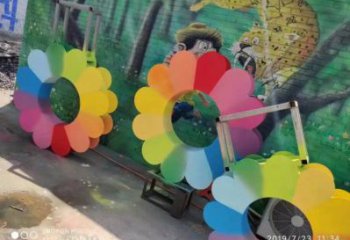 五指山金銀花雕塑廠家，景區雕塑，城市不銹鋼金銀花雕塑