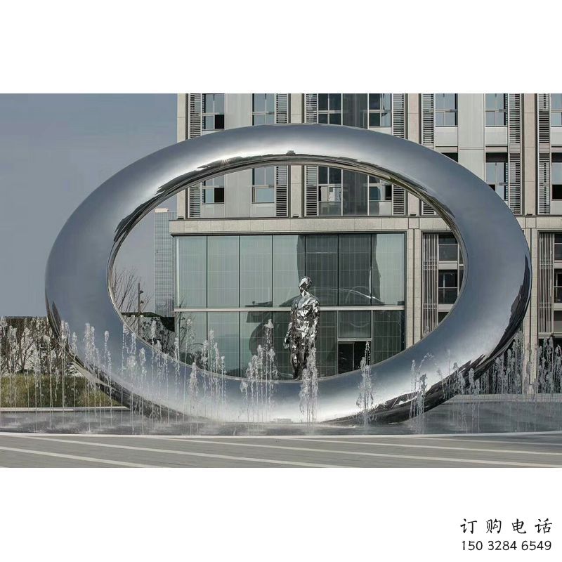 秦皇島小區圓環雕塑，水簾噴泉雕塑，水景藝術效果