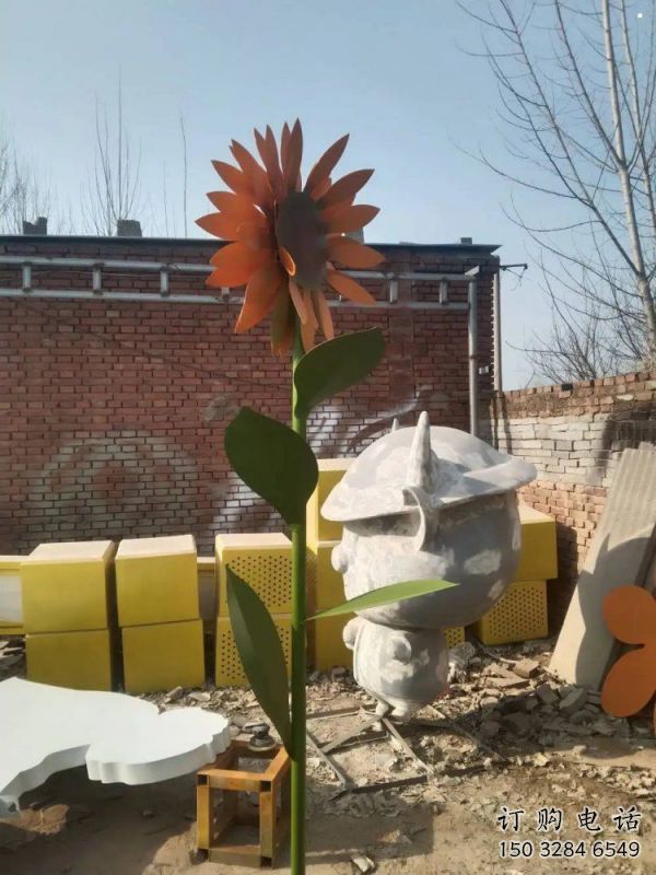 荊門太陽花雕塑工程，美陳雕塑，玻璃鋼太陽花雕塑廠家