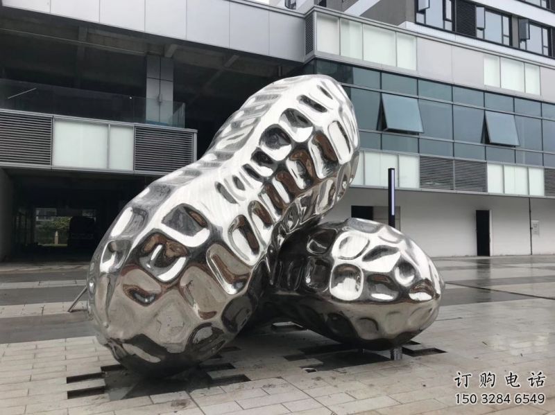 四平花生雕塑制造，白鋼構(gòu)件，不銹鋼花生雕塑提供