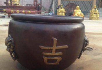 七臺(tái)河吉字銅缸雕塑-青銅鑄造