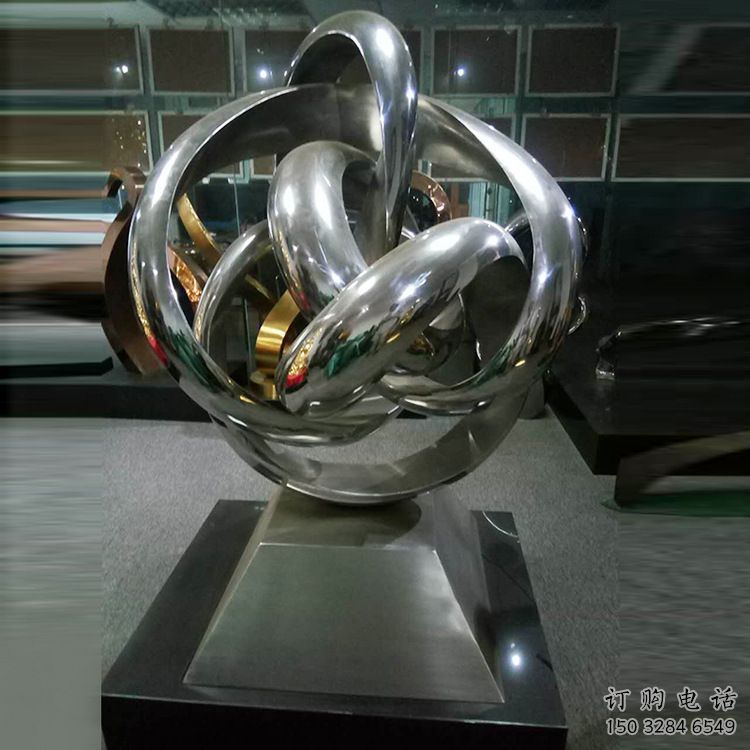 白下地產(chǎn)雙環(huán)雕塑定做，城區(qū)小品，景觀不銹鋼雙環(huán)雕塑定價(jià)