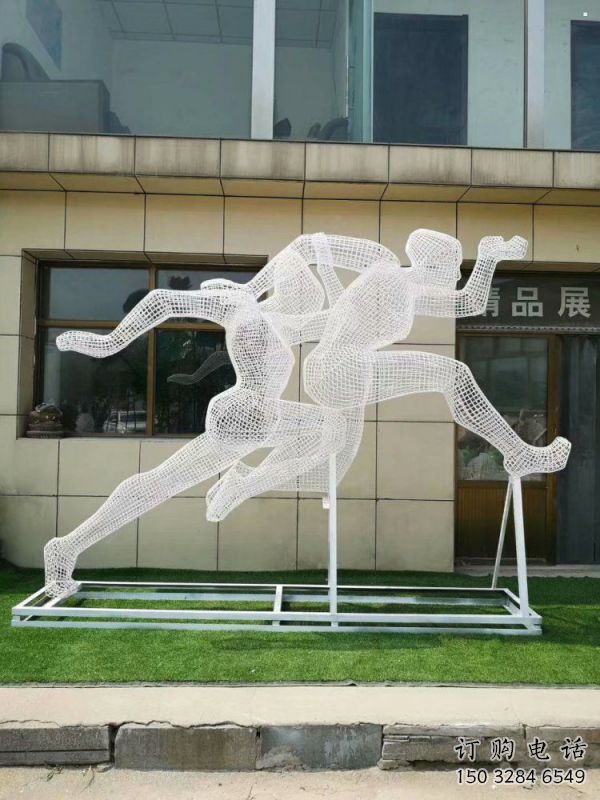 南通鏤空跨欄雕塑制造商，透雕雕塑，鐵藝體育人物雕塑供給