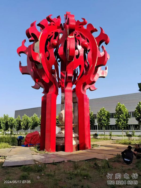 錦州火球雕塑，精神堡壘火球雕塑落地展示