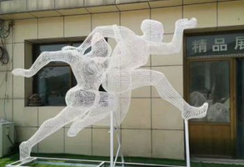 四平鏤空體育雕塑供求，白鋼構件，鐵藝人物雕塑觀賞型
