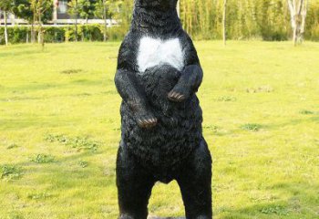 烏蘭察布街道黑熊雕塑，仿真動物雕塑，古銅效果