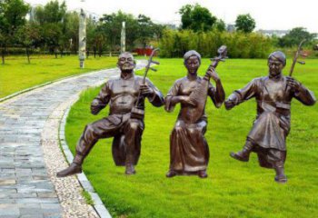 呼倫貝爾拉二胡雕塑點擊，景觀雕塑，別墅民俗人物雕塑供求