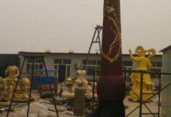 街道毛筆雕塑，鍛造景觀雕塑，古銅效果