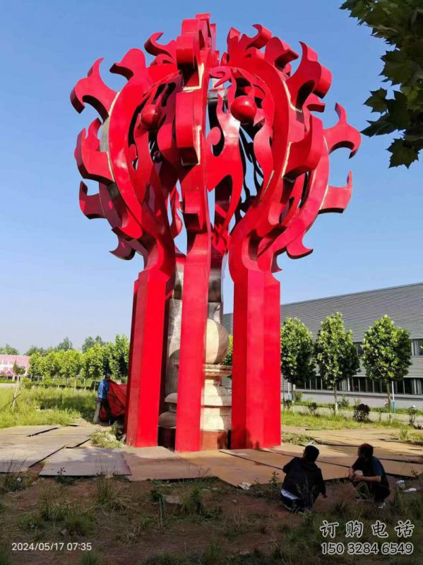 濱州火球雕塑，精神堡壘火球雕塑落地展示