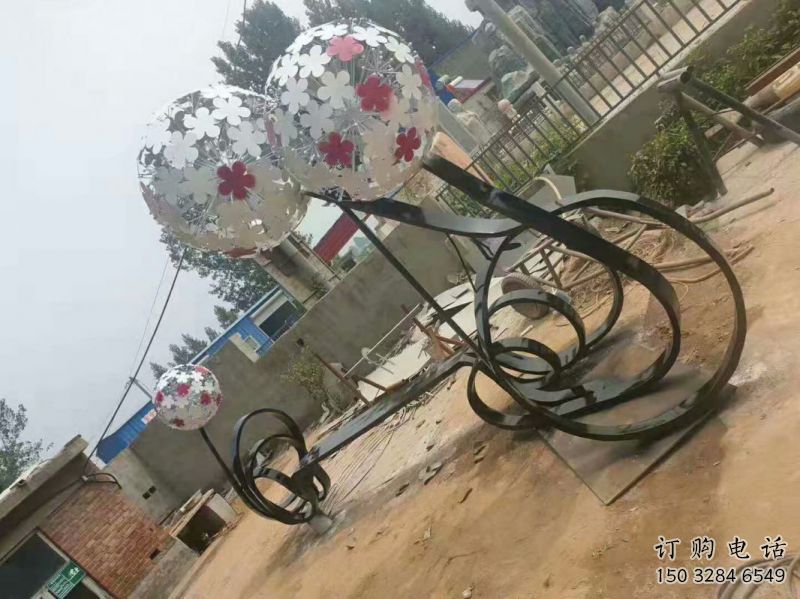 蓮湖大型蒲公英坐凳雕塑，現代元素設計，不銹鋼坐凳雕塑