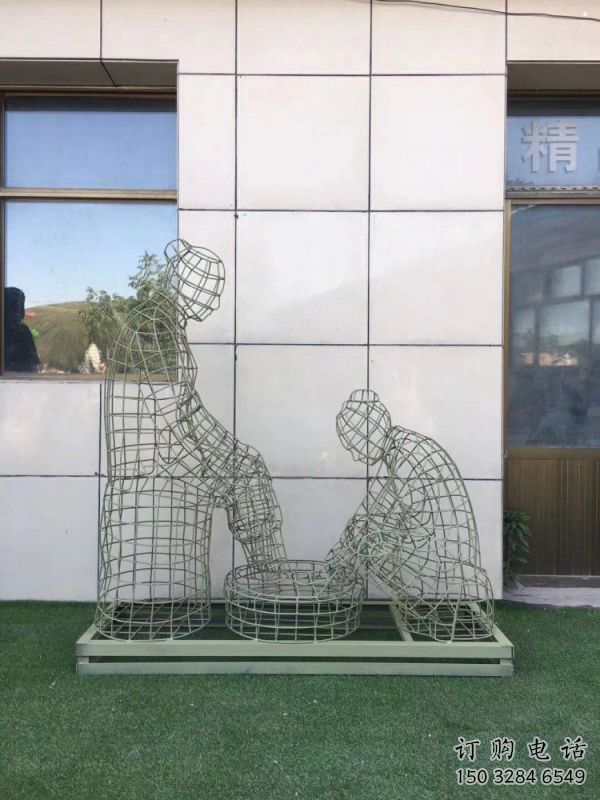 哈密鏤空孝道雕塑通用，街景小品，鐵藝洗腳雕塑制造
