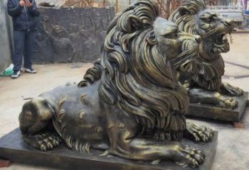 日照大型趴獅雕塑，仿銅動物雕塑，玻璃鋼獅子雕塑制作