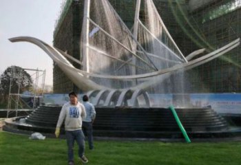 綿陽帆船噴泉雕塑，水景水秀組合，旱地帆船噴泉雕塑廠家