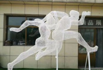 廣安鏤空跨欄雕塑制造商，透雕雕塑，鐵藝體育人物雕塑供給